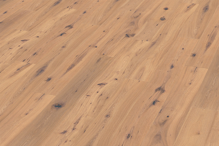 Fertigparkett, Landhausdiele Eiche astig, weiß geölt, 14 (S) x 189 (B) x 1860 (L) mm (2,81m²/PE)