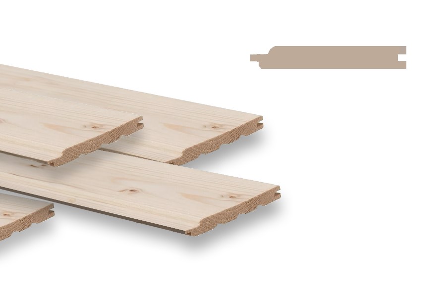 Fassadenverkleidung aus Fichte/ Tanne - Massivholz, 12,5 x 96 mm, Schrägprofil, A-Sortierung (PE = 10 Stk.) - Länge 4,20 m