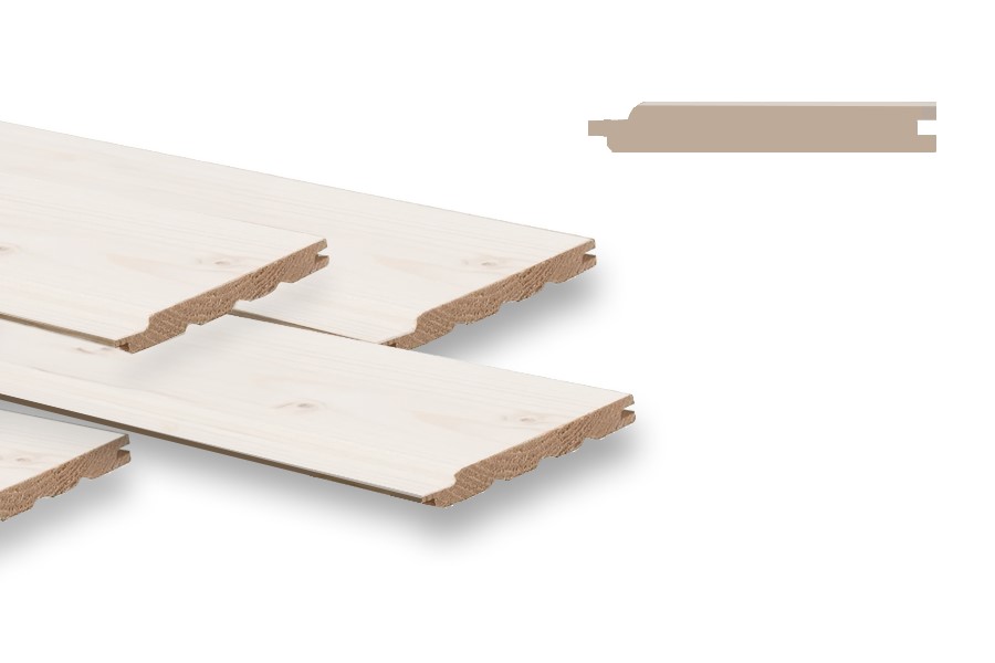 Fassadenverkleidung aus Fichte/ Tanne - Massivholz, 19 x 96 mm, Schrägprofil, weiß grundiert (PE = 6 Stk.) - Länge: 4,20 m