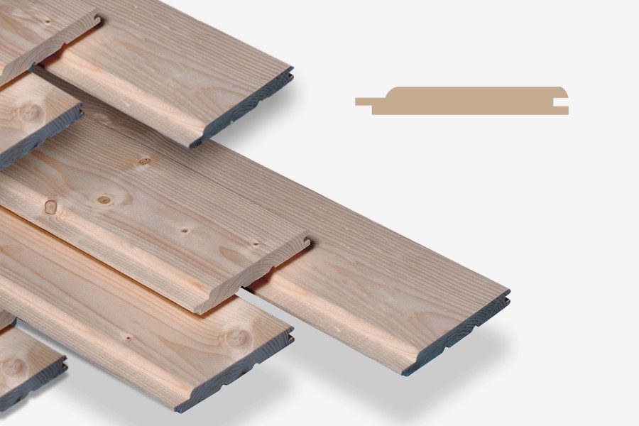 Fassadenverkleidung aus Fichte/ Tanne - Massivholz, 18 x 146 mm, Rundprofil, A-Sortierung (PE = 6 Stk.) - Länge: 4,20 m