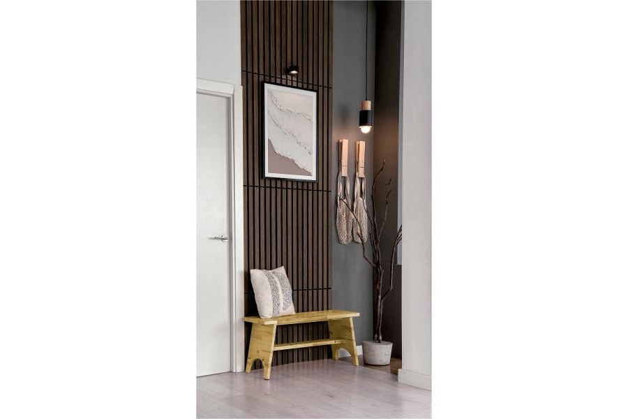Akustikpaneele, schallabsorbierend, Eiche coffee, 2400 x 305 x 10,3 mm, Echtholzfurnier, FSC 100%, TSUD-COC-001718-ZZ (1,488 m² / Paket)