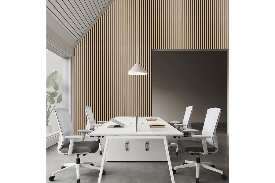 Akustikpaneele, schallabsorbierend, Eiche hell, FCA 100 % 18 mm (S) x 560 mm (B), Länge: 1,20 m