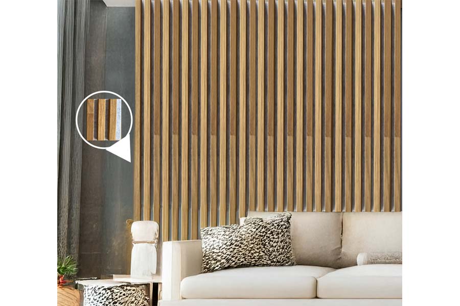 Premium Akustikpaneele, Eiche massiv geölt, schallabsorbierend, Filz grau – 40 x 120 cm