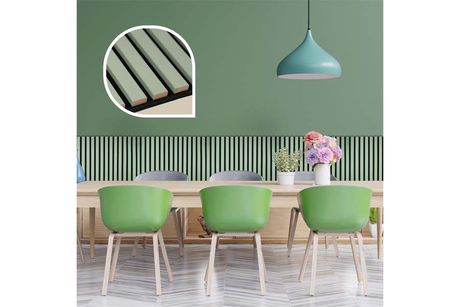 Akustikpaneele, schallabsorbierend, grün auf schwarzem Filz, Abmessung: 60 x 60 cm