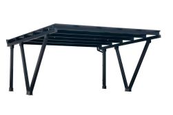 Carport Premium, Aluminium mit Solardach für 2 PKW, beidseitig Glasmodule, Modulleistung 440 W, 15 Module pro Carport, Caportmaße 5850 mm (B) x 5200 mm (T) x 3000 mm (H)