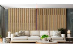 Premium Akustikpaneele, Eiche massiv geölt, schallabsorbierend, auf grauen oder schwarzen Filz, verfügbare Breiten: 40 cm und 60 cm, Längen: 120 - 300 cm