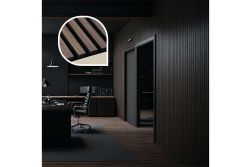 Akustikpaneele, schallabsorbierend, dunkelbraune Lamellen auf schwarzem Filz, verfügbare Breite: 40 cm und 60 cm, Längen: 60 - 240 cm