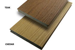 WPC coextrudiert Bi-Colour Massivdiele, 20 (S) x 143 (B) mm, in teak-cedar, 3D Holzoptik, verfügbar in den Längen 2,40 m / 4,00 m