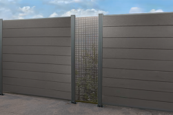 Designelemente für WPC Zaun, Edelstahl, Hochkant 60 cm (Breite) x 180 cm (Höhe), inkl. Befestigungsleiste (Gamma passend für Serie Texel und Norderney)