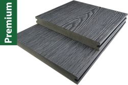 WPC 3D Premium coextrudiert, Massivdiele, 23 mm (S) x 220 mm (B), Oak Anthracite, in den Längen 2,4 m und 4 m