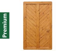 Premium Douglasie Sichtschutzzaun Holz, 98,5 cm (B) x 178,5 cm (H), Fischgrätmuster mit Mittelsträbe - lasiert