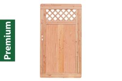 Premium Douglasie Gartentür, Sichtschutzzaun Holz, 100 cm (B) x 178,5 cm (H), Senkrechtfüllung mit Gitter in Rautenform - natur