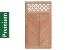 Premium Douglasie Sichtschutzzaun Holz, 98,5 cm (B) x 178,5 cm (H), Fischgrätmuster mit Mittelsträbe und Gitter in Rautenform - natur