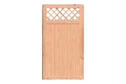 Premium Douglasie Sichtschutzzaun Holz, 98,5 cm (B) x 178,5 cm (H), Senkrechtfüllung mit Mittelsträbe und waagerechtem Gittereinsatz - natur