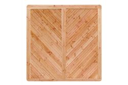 Premium Douglasie Sichtschutzzaun Holz, 178,5 cm (B) x 178,5 cm (H), Fischgrätmuster mit Mittelsträbe - natur