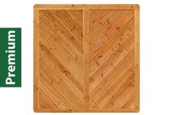 Premium Douglasie Sichtschutzzaun Holz, 178,5 cm (B) x 178,5 cm (H), Fischgrätmuster mit Mittelsträbe - lasiert