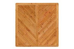 Premium Douglasie Sichtschutzzaun Holz, 178,5 cm (B) x 178,5 cm (H), Fischgrätmuster mit Mittelsträbe - lasiert