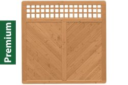Premium Douglasie Sichtschutzzaun Holz, 178,5 cm (B) x 178,5 cm (H), Fischgrätmuster mit Mittelsträbe und waagerechtem Gitter - lasiert
