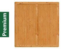 Premium Douglasie Sichtschutzzaun Holz, 178,5 cm (B) x 178,5 cm (H), Senkrechtfüllung mit Mittelsträbe - lasiert