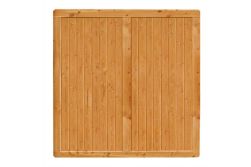 Premium Douglasie Sichtschutzzaun Holz, 178,5 cm (B) x 178,5 cm (H), Senkrechtfüllung mit Mittelsträbe - lasiert