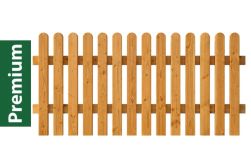 Premium Douglasie Vorgartenzaun Holz, 200 cm (B) x 60 cm / 80 cm / 100 cm (H), erhältlich in Lasur: Weiß, Kiefer, Hellgrau oder Graphitgrau 