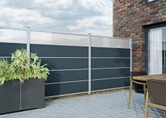 HPL Steckzaun Komplettset / Sichtschutz / Modulares Zaunsystem in anthrazit, 179,20 cm (B) x 177,50 cm (H), inklusive Adapterleisten in silber oder anthrazit, (ohne Pfosten)