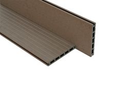 WPC / BPC Hohlkammerdiele WoodoFes, 20 (Stärke) x 145 mm (Breite), stabiles 5-Kammer-System, einseitig glatt gebürstet / einseitig genutet, braun, 2. Wahl / Restposten, Längen und Mengen nach Absprache