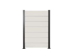 Glas Sichtschutz, Glaszaun Creme weiß Streifen Dekor 82 Höhe 120 cm, Breite 51,5 cm / 103 cm / 120 cm