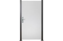 Glas Sichtschutz, Glaszaun Tür Satinato Vollflächen Dekor 84 Höhe 180cm Breite 98,7 cm (mit Beschlag)