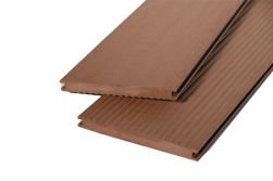 WPC Massivdiele WoodoKosXXL 20 x 200 mm, 4 m lang, rehbraun geriffelt / glatt, beidseitig begehbar