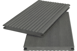 WPC Massivdiele WoodoKosXXL 20 x 200 mm, 4 m lang, grau geriffelt / glatt, beidseitig begehbar