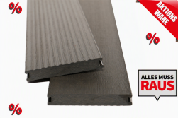 *Abverkauf* WPC Massivdiele WoodoMadeira, 20 x 140 mm 3 m lang, anthrazit, geriffelt / glatt, beidseitig begehbar - 2. Wahl / Restposten
