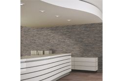 Wandverkleidung / Wandpaneele, Echtholz 3D, Teak dunkelgrau, 500 mm (L) x 200 mm (B) x 20 mm (S), (1 m² / Paket)