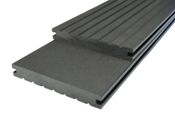 WPC Massivdiele WoodoZypern, 20 x 140 mm, anthrazit, geriffelt / glatt, beidseitig begehbar, in den Längen 2,40 m  und 4,00 m 