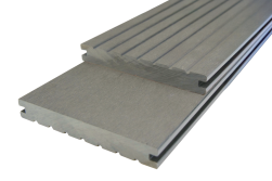 WPC Massivdiele WoodoZypern, 20 x 140 mm, grau, geriffelt / glatt, beidseitig begehbar, in den Längen 2,40 m  und 4,00 m 