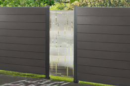 Designelemente für WPC Zaun, Edelstahl, Hochkant 60 cm (Breite) x 180 cm (Höhe), inkl. Befestigungsleiste (Puls passend für Serie Texel und Norderney)