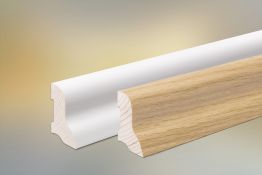 Sockelleiste Eiche furniert für Parkett und Massivholzdielen, 40 x 22 mm, 240 cm lang, klar oder weiß lackiert