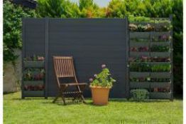 Modulare Pflanzwand für WPC Zaun, Element 90 cm (Breite) x 185 cm (Höhe), Dekoratives Farbspiel mit Blumen oder nutzbar als Hochbeet (Kombinierbar mit WoodoTexel / WoodoCasablanca)