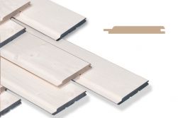 Fassadenverkleidung aus Fichte/ Tanne - Massivholz, 14 x 121 mm, Rundprofil, weiß grundiert, A-Sortierung (PE = 6 Stk. / Mindestbestellmenge: 2 PE)