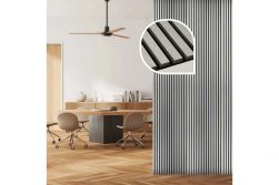 Akustikpaneele, schallabsorbierend, hellgraue Lamellen auf schwarzem Filz, verfügbare Breite: 40 cm und 60 cm, Längen: 60 - 240 cm