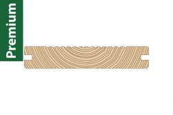 Europäische Lärche, Premiumqualität, 26 mm (S) x 148 mm (B), Oberfläche fein geriffelt / Sichtseite nachsortiert, 13 % Holzfeuchte, aufspreiselfrei, in den Längen 1,25 m / 1,5 m / 2 m / 2,5 m / 3 m / 3,5 m / 4 m / 5 m