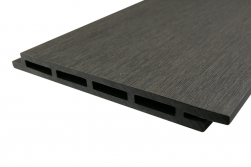 Fassadenverkleidung aus WPC Coextrusion, 13 mm (S) x 130 mm (B / Deckbreite), dunkelgrau, Länge 2,9 m, Oberfläche: gebürstet matt (Serie classic)