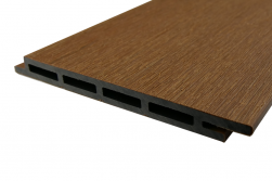 Fassadenverkleidung aus WPC Coextrusion, 13 mm (S) x 130 mm (B / Deckbreite), TEAK, Länge 2,9 m, Oberfläche: gebürstet matt (Serie classic)