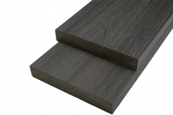 WPC Fassadenholz Glattkantbrett Abschlussprofil massiv, 23 mm (S) x 138 mm (B), Länge: 3,0 m, dunkelgrau, einseitig strukturiert / einseitig gebürstet glatt