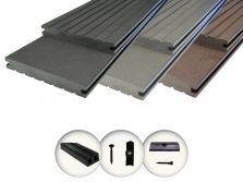 WPC Komplettset WPC-WoodoMassiv in braun, grau oder anthrazit beinhaltet WPC Diele, Unterkonstruktion, Verbindungsclipse, Anfang- und Endclip