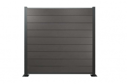 XXL Komplettset WPC Zaun / Sichtschutz / Steckzaun, 20 mm (Stärke) x 1800 mm (Breite) x 1850 mm (Höhe), Modulares Zaunsystem in anthrazit inkl. Start und Abschlussprofil (Serie WoodoNorderney ohne Pfosten)