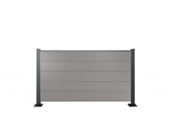 XXL Komplettset light WPC Zaun / Sichtschutz / Steckzaun, 20 mm (Stärke) x 1800 mm (Breite) x 1025 mm (Höhe), Modulares Zaunsystem in grau inkl. Abschlussprofil (Serie WoodoNorderney ohne Pfosten)