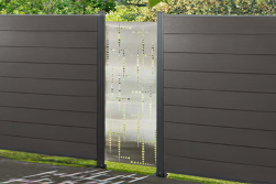 Designelemente für WPC Zaun, Edelstahl, Hochkant 60 cm (Breite) x 180 cm (Höhe), inkl. Befestigungsleiste (Puls passend für Serie Texel und Norderney)