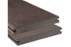 BPC Massivdiele WoodoAthen, 19 x 140 mm, beidseitig begehbar, geriffelt / glatt, dunkelbraun , in den Längen 3 m / 4 m / 5 m - NEU