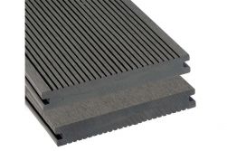 BPC Massivdiele WoodoAthen, 19 x 140 mm, beidseitig begehbar, geriffelt / glatt, grau , in den Längen 3 m / 4 m / 5 m - NEU